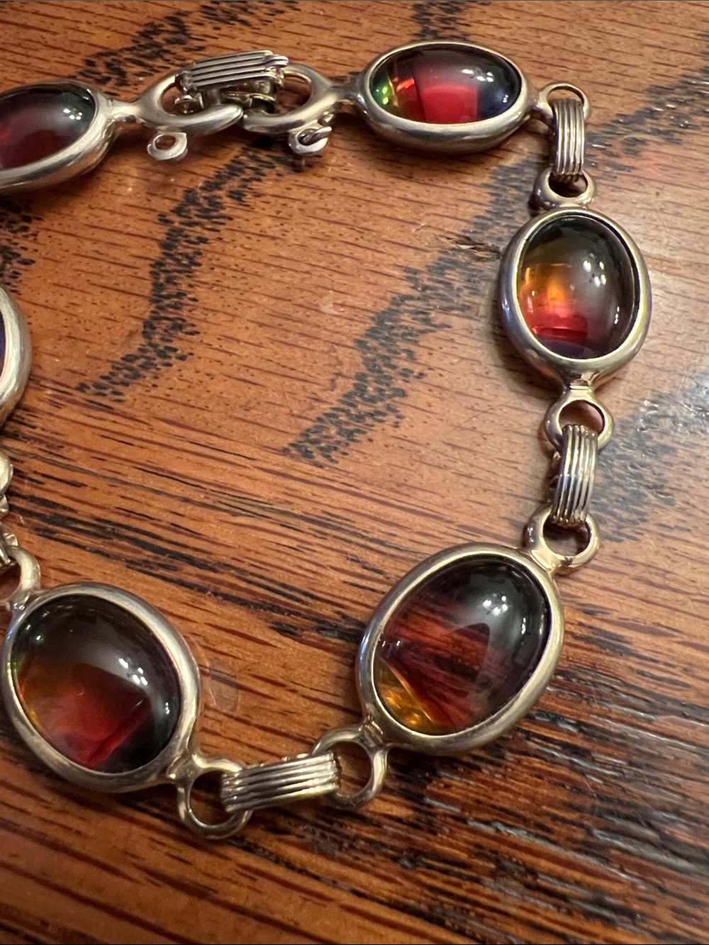 Sarah Coventry Sterling Harmony Bracelet Oval Glass Stones Vintage Jewelry - Picture 2 of 7